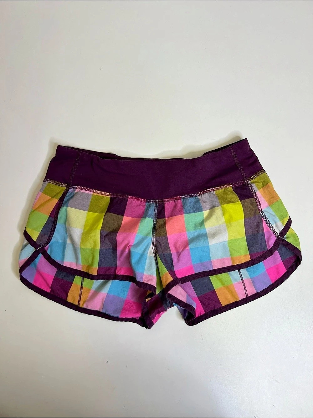 lululemon Speed Short *4-Way Stretch Athletic Shorts in Purple & Pink Plaid